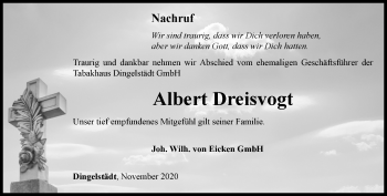 Traueranzeige von Albert Dreisvogt von Thüringer Allgemeine