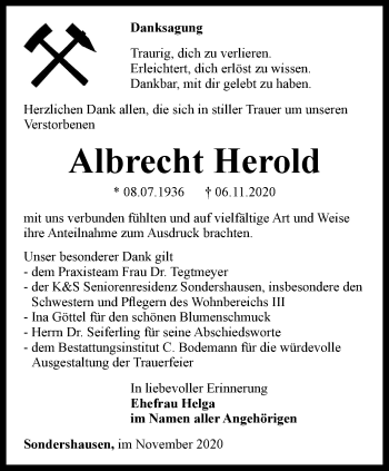 Traueranzeige von Albrecht Herold