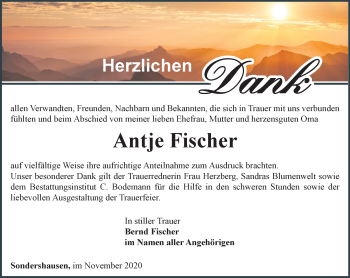 Traueranzeige von Antje Fischer