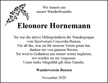 Traueranzeige von Eleonore Hornemann von Thüringer Allgemeine