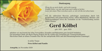 Traueranzeige von Gerd Kölbel von Ostthüringer Zeitung