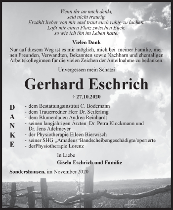 Traueranzeige von Gerhard Eschrich