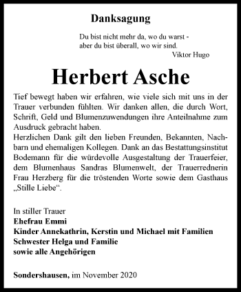 Traueranzeige von Herbert Asche