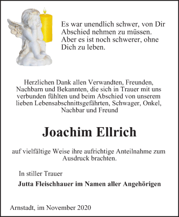Traueranzeige von Joachim Ellrich von Thüringer Allgemeine