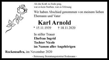 Traueranzeige von Karl Arnold