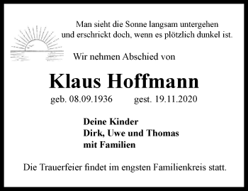 Traueranzeige von Klaus Hoffmann