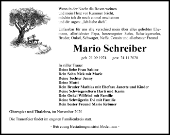 Traueranzeige von Mario Schreiber