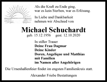 Traueranzeige von Michael Schuchardt