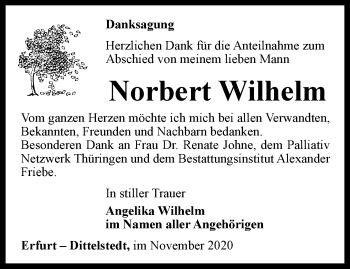 Traueranzeige von Norbert Wilhelm