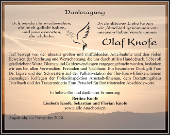 Traueranzeige von Olaf Knofe von Thüringer Allgemeine