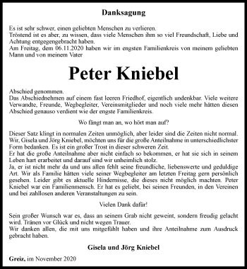 Traueranzeige von Peter Kniebel