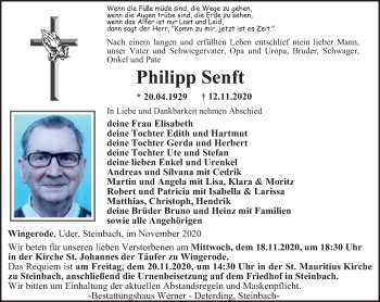 Traueranzeige von Philipp Senft von Thüringer Allgemeine