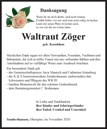 Traueranzeige von Waltraut Zöger