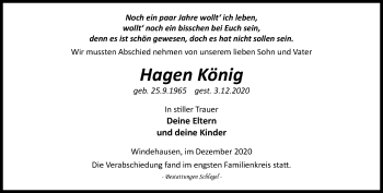 Traueranzeige von Hagen König von Thüringer Allgemeine