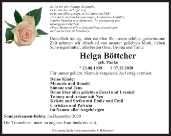 Traueranzeige von Helga Böttcher