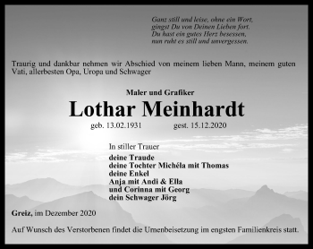 Traueranzeige von Lothar Meinhardt