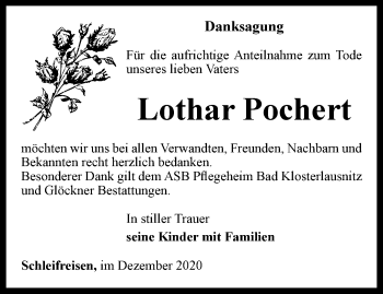 Traueranzeige von Lothar Pochert von Ostthüringer Zeitung