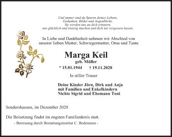 Traueranzeige von Marga Keil