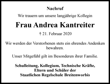 Traueranzeige von Andrea Kantreiter von Thüringer Allgemeine