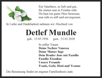 Traueranzeige von Detlef Mundle