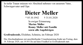 Traueranzeige von Dieter Meller von Thüringer Allgemeine