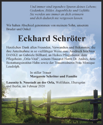 Traueranzeige von Eckhard Schröter