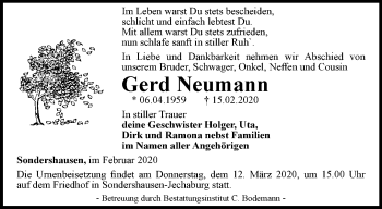 Traueranzeige von Gerd Neumann