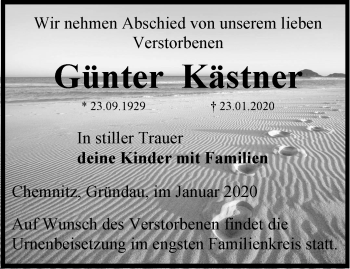 Traueranzeige von Günter Kästner von Thüringer Allgemeine