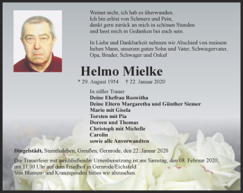 Traueranzeige von Helmo Mielke von Thüringer Allgemeine