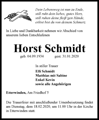 Traueranzeige von Horst Schmidt von Thüringer Allgemeine, Thüringische Landeszeitung