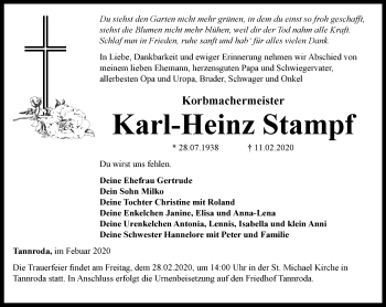 Traueranzeige von Karl-Heinz Stampf von Thüringer Allgemeine, Thüringische Landeszeitung