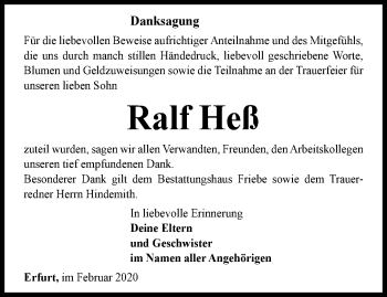 Traueranzeige von Ralf Heß