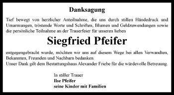 Traueranzeige von Siegfried Pfeifer