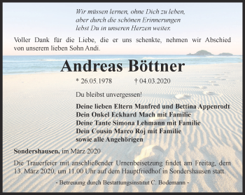 Traueranzeige von Andreas Böttner