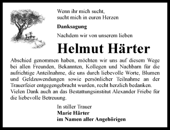 Traueranzeige von Helmut Härter