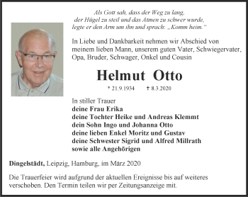 Traueranzeige von Helmut Otto von Thüringer Allgemeine