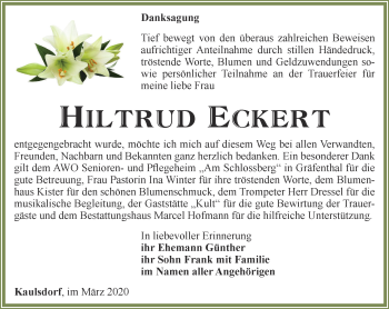 Traueranzeige von Hiltrud Eckert