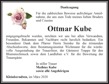 Traueranzeige von Ottmar Kube von Thüringer Allgemeine