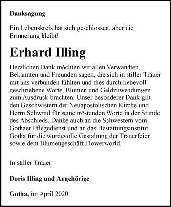 Traueranzeige von Erhard Illing