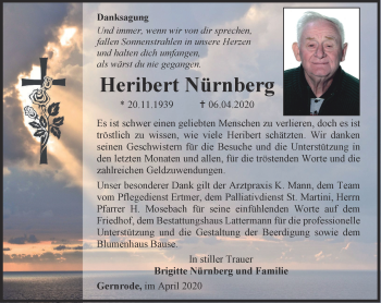 Traueranzeige von Heribert Nürnberg von Thüringer Allgemeine