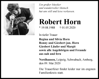 Traueranzeige von Robert Horn von Thüringer Allgemeine