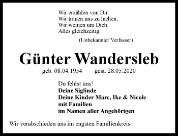 Traueranzeige von Günter Wandersleb