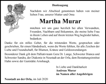 Traueranzeige von Martha Murar