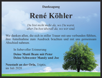 Traueranzeige von René Köhler