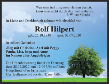 Traueranzeige von Rolf Hilpert