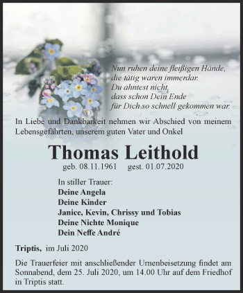 Traueranzeige von Thomas Leithold