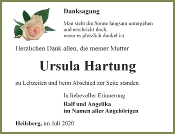 Traueranzeige von Ursula Hartung