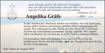 Traueranzeige von Angelika Gräfe von Thüringer Allgemeine, Thüringische Landeszeitung