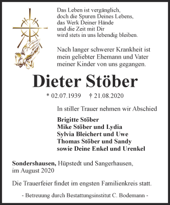 Traueranzeige von Dieter Stöber