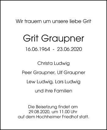 Traueranzeige von Grit Graupner von Thüringer Allgemeine, Thüringische Landeszeitung